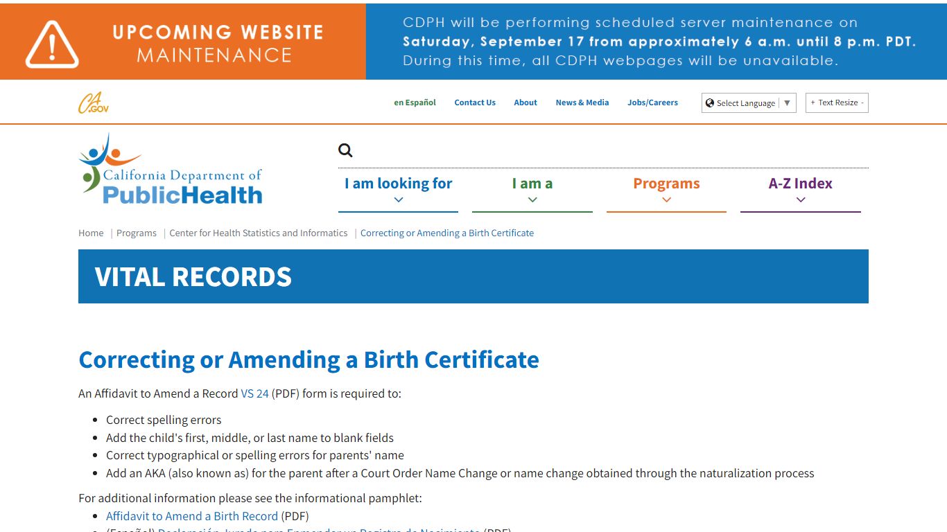Correcting or Amending a Birth Certificate - California